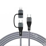 2 in 1 USB C Ladekabel für iPhone 14/15/16, 60W USB C Schnellladekabel Gewebtes Kabel Kompatibel mit iPhone 16 15 14 13 12 11 Alle Serien, iPad, iPod, MacBook, Samsung-3.3FT