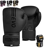 EVO Fitness Boxhandschuhe Männer Damen MMA Muay Thai Kampfsport Kickboxen Sparring Training Kämpfen Boxing Gloves Martial Arts Boxen Handschuhe Boxsack Rosa Handbandagen (Schwarz, 14 OZ)