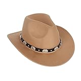 keland Filz Cowboy Hut Cowgirl Hut Westernhut Western Hut für Frauen Männer (Khaki)