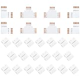 Senchinner LED strip verbinder 4 polig - T-Form LED streifen verbinder für 8mm Weite 3535 RGB LED Strips,L-Form LED eckverbinder,4 poligen LED Verbinder,verbindung led streifen,8mm Eckverbinder