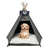 Vinnypet Tipi Zelt fur Katzen und Hunde Haustierzelte Häuser mit Plüschkissen Luxery Hundezelt Katzenzelt Abnehmbar und Waschbar Katzenhaus Haustierhäuser 50x50x60cm