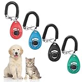 4 Stück Hunde Clicker, Clicker Katze, Clickertraining Hund, Klicker mit Großem Knopf, Klicker Hundeerziehung mit Handschlaufe, für Hundetraining Hundeerziehung Auch für Katzen Pferde