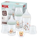 NUK Perfect Match Babyflaschenset | Ab 0 Monate | Passt sich dem Baby an | 3 Anti-Colic-Babyflaschen und Space-Schnuller | BPA-frei | Disneys Winnie Puuh | 4 Stück