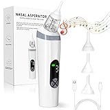 Yeerain Nasensauger Baby Elektrisch, Nasensauger Baby Staubsauger Mit 3 SaugstäRken Musik & Licht Beruhigender Funktion Und 3 GrößEn Silikon Tipps