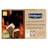 STARWAX - Anzündwürfel - Brenndauer bis 10 min - Schnelles Anzünden - Beeinträchtigen Nicht den Geschmack der Speisen - PEFC - 64 Würfel