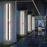 LED Wandlampe Aussen mit Bewegungsmelder Wandleuchte IP65 Wasserdichte Aluminium Wandbeleuchtung Innen Schwarze Lange Lichtleiste Wandleuchten für Terasse Garden Korridor (A-Neutrales Licht,60cm)