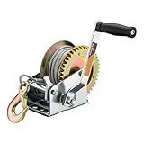 Wiltec Handseilwinde bis 720kg Übersetzung 4:1 128x160x215mm, Winde mit 10m Drahtseil, Seilwinde handbetrieben, Handseilzug effizient, Forstseilwinde