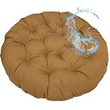 Rundes Papasansessel Kissen Wasserdicht Sitzkissen Hängesessel Outdoor/Indoor Bodenkissen Kissen für Schwenksessel, Korbsessel Outdoor Gartenmöbel Sitzauflage Auflage(Leichter Kaffee,110x150cm)