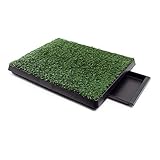 Fudajo Welpen Hundetoilette mit Gras 63x51cm – Hundeklo mit Kunstrasen als Trainingsunterlage für Welpen und Hunde