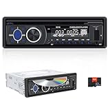 CAMECHO 1Din Autoradio mit CD DVD Player, Autoradio 1 DIN mit Bluetooth 5.1 Freisprechfunktion, Audio Empfänger mit AM/FM Radio, EQ, Smart Sync App +32GB TF, USB/TF/ MP3 Player/AUX in