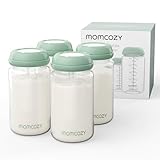 Momcozy Natürliche Baby Bottle Muttermilch Bewahrung, 300ml Breitmaul-Muttermilch-Aufbewahrungsflasche für Kühlschrank & Momcozy Muttermilch-Kühler, BPA-freie Milchsammelflaschen, Stillhilfe, 4er Pack