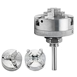 Buhdjfnke Z011 4-Backen-Mini-Drehfutter, Selbstzentrierende Drechselfutter mit Pleuelstange und Schraubenschlüssel, Inklusive Drehmaschinen