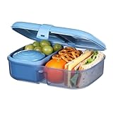 Sistema Ribbon Bento Box Brotdose mit flexiblem Einsatz und Joghurt-/Fruchtbehälter | Mit recyceltem, ozeangebundenem Kunststoff | 1,1 L Lunchbox im Bento Style | BPA-frei