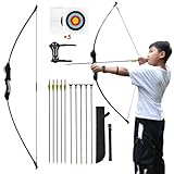 Runzkzy Bogen und Pfeil für Teens Anfänger Bogenschießen Set für Jugend Bogen und Pfeil Schießen Praxis Hinterhof und Outdoor-Bogenschießen Ausbildung (Ohne Umlenkrolle)