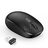 TECKNET Kabellose Maus, USB Funkmaus, 2.4G Mini Silent Mouse, 1600 DPI Optical Tracking, 15 Monate Batterielaufzeit, Für Links und Rechtshänder, für PC Computer Lapto Windows Mac MacBook, Schwarz