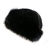 Russische Fellmütze Damen, Fuchspelzmütze Pelzmütze Damen Russisch Mütze Kunstfell Wintermütze Plüsch Wintermütze Faux Fuchs Plüschmütze Cossack Mütze Blau Schwarz Grau Pink Beige