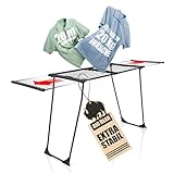 BigDean Wäscheständer ausziehbar 20M Trockenfläche Wäscheständer XXL schwarz mit Klemmen für kleine Wäschestücke