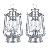 Petroleumlampe Outdoor , Retro Feuerhand Sturmlaterne,Silber Petroleumlampe Geeignet Für Indoor ,Haus, Garten, Camping (Silber-2Stücke)