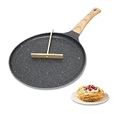 MIUUIPI Crepe Pfanne 20cm, Antihaftpfanne Pfannkuchen flache Pfanne mit Teigverteiler, Omlettpfanne Pfannen Granit Antihaftversiegelung, Gleichmäßige Erwärmung, Induktions Kompatibel, PFOA-Frei