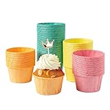 katbite Papier Muffinförmchen 160 Stück, Fettdicht Cupcake Formen für Hochzeit, Geburtstag, Party, Einweg Backförmchen in Grün Rot Gelb und Orange