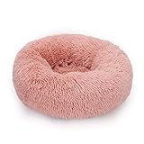 Hundebett Luxuriöses weiches Plüsch-Hundebett runde Form Schlafsack Zwinger Katzen Welpen Sofa Bett Haustierhaus Haustierbett (Farbe: Feenpulver, Größe: XL Durchmesser 80 cm)