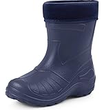 Ladeheid Gummistiefel Kinder federleichte und wasserdichte Eva Thermo Regenstiefel Gummistiefel gefüttert KL050 (Dunkelblau, 25 EU)