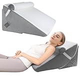 Verstellbares Keilkissen, Memory Schaum Lesekissen mit Nackenrolle für Bett und Sofa, Ergonomisches Kopfkissen für Reflux Schlafapnoe, Beinkissen - Rückenkissen zum Lesen, Spielen oder Fernsehen