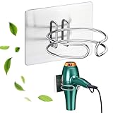 LOXSUN Föhn Halterung, Fönhalter Ohne Bohren, Edelstahl Föhnhalter Wand, Halterung für Fön Aufbewahrung Haartrocknerhalter, Fönhalterung Selbstklebend Föhnhalterungen für Bad (Silber)