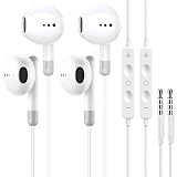 2 Pack Kopfhörer mit Kabel, 3,5 mm In-Ear Klinke Ohrhörer mit Mikrofon und Lautstärkeregler, Noise Cancelling Kopfhoerer für Samsung, iPad, Xiaomi, MP3/4, Huawei, iPhone 6/5/SE, usw 3.5mm Audiogeräte