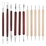 TIESOME 11 Stück Modellierwerkzeug Töpferset, Töpfer Set Aus Ton, Doppelköpfige Polymer Ton Werkzeuge Mit Holzgriffen Schnitzen Formen Und Modellieren Von Lufttrocknendem Für Erwachsene Anfänger