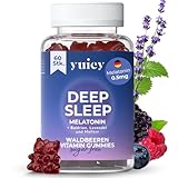 YUICY Melatonin Gummies – 60 Stk. Extrem Leckere & Zuckerfreie Gummibärchen zum Einschlafen - 0,5mg Melatonin Hochdosiert & Vegan - Bewährte Einschlafhilfe Erwachsene - Deep Sleep