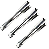 3 Stück küchenzange, 15.4cm Süßigkeiten Zange Küche Mini Zuckerzange Klein Servierzange 201 Edelstahl Eiszange Set Candybar Zangen für Hochzeit Bar Party (Silber)