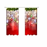 2er Set Weihnachten Vorhang, Weihnachten Gardinen Blickdichte Vorhänge, Waschbar Weihnachtsvorhänge Gardinen, Weihnachtsgardinen Vorhang, Semi Verdunklungsvorhänge Für Wohnzimmer Schlafzimmer