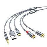 ESTCNK 3-in-1 3,5 mm USB TypeC auf 2 RCA Auditory Adapter Nylon geflochten für verschiedene Geräte