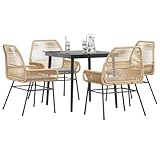 Owoxanthellate 5-TLG. Balkonmöbel Set braun Rattan bistrotisch 80 x 80 cm mit Sitzbank Gartentisch wetterfest Lounge für kleinen Balkon Terrasse Garten Essgruppe Outdoor