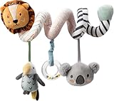 Nuby 89075 Animal Adventures Activity interaktives sensorischem Spielzeug | ab Geburt geeignet Spiral-Kinderwagen-Aktivitätsspielzeug, Tierabenteuer, Einheitsgröße