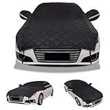 XMYAN Halbgarage Auto für VW T-Cross 2024, Autogarage Abdeckung Hagelschutz Halbabdeckung mit Reflektierendem Streifen und Ohrkappen Autoabdeckung Atmungsaktiv, Schutz vor Schnee Anti-Kratzer(Black)