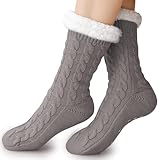 Effeet Warme Kuschelsocken Stoppersocken für Damen, Furry Dicke Antirutschsocken, Haussocken Geschenke für Frauen Winter Weihnachtssocken Hüttensocken Damen 36-42