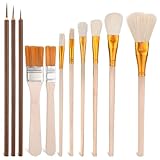 11 Stück Keramikpinsel, Glasurpinsel Keramik Pinsel, Glasur Pinsel Keramik Bemalen, Serviettentechnik Pinsels, Fächerpinsel Keramiks Acryl Glasur Töpfern Pinsels für Keramiks Bemalen