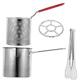 OKUMEYR 1 Satz Bratpfanne Japanischer Brattopf Snack-vorspeisenkorb Kaffeekanne Für Herd Frittierkorb Für Topf Kleiner Frittierkorb Mini-fritteuse Topf Frittierpfanne Edelstahl 304 Silver