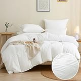 TOCOMOA Waffle Bettwäsche 155x220 Weiß Bettwäsche-Sets 2teilig Weich und Bügelfrei ÖKO-TEX Zertifiziert Mikrofaser Bettbezug 155x220cm mit Reißverschluss Kissenbezug 80x80cm