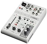 Yamaha AG03MK2 3-Kanal-Live-Streaming Mischpult mit USB-Audio-Interface – Für Windows, Mac, iOS und Android – In Weiß
