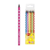 Keyroad Buntstifte Neon Dreikantform - 6 Stück/Mischfarben/Erwachsene und Kinder/Schwarzes Holz/Loch zum Aufhängen, KR971870