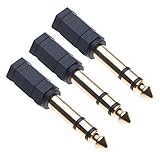 Kopfhörer Klinke Adapter von Keple 6.35mm Klinkenstecker auf 3.5mm klinken Buchse Video Audio AUX Anschluss Stecker Konverter fur Fernseher, Gitarre, Midi-Controller, Verstärker, Mikrofon (3 Stück)