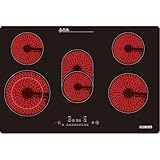 KB-ELEMENTS 5 Zonen Glaskeramikkochfeld Elektrokochfeld 77cm, Cerankochfeld 5 platten, Autark, 8400 Watt, Rahmenlos, Touch-Bedienung,99Min Timer, Kindersicherung, Automatische Abschaltung