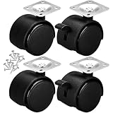 Xpieoyrm Klein Lenkrollen für Möbel, 4 Stück Möbelrollen 50mm, 2 Rollen mit Bremse, 2 ohne Bremse, Transportrollen für innen und außen, 360° Drehbar Lenkrollen für Blumenständer,Babybay,Couchtisch