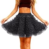 Damen Tüllrock Petticoat Kurz Tutu Rock 50er Vintage Multi Lagiger Ballet Röcke Fest Tanzrock Ballkleid Karneval Kostüm Party Tütü Petticoat Unterrock 80er Jahre Outfit