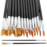 Prasacco 30 Stück Pinsel Set, 15 Runde Pinsel und 15 Flache Pinsel Kleine Künstlerpinsel für Körper Gesicht Felsen Leinwand, Gemälde Liebhaber Kinder und Erwachsene zum Zeichnen Basteln (Schwarz)