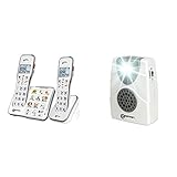 Geemarc AmpliDECT 595 Duo : 2 schnurlose verstärkte 50 dB Schwerhörigentelefone & Geemarc CL11Geemarc CL11 Akustische Telefon-Anrufanzeige mit Blitzlicht - Klingeltonverstärker bis 95 dB