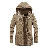 Winterjacke Herren Warm Parka, Winterparka Herren Winter, Gefütterte Hoodie Jacke Mit Kapuze Übergangsjacken Mit Taschen Vintage WintermantelThermo Herrenmantel Blouson Parker Sportjacke Für Männer